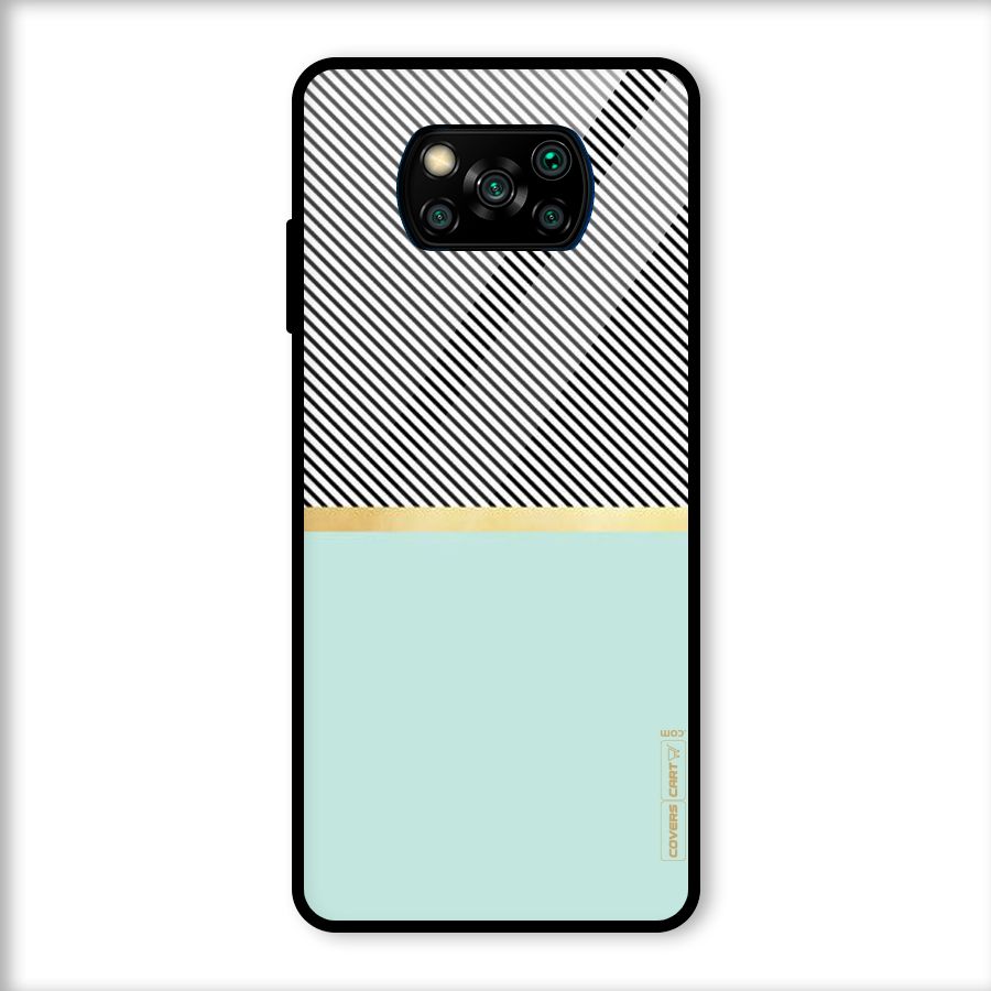 Pastel Green Base Stripes Glass Back Case for Poco X3
