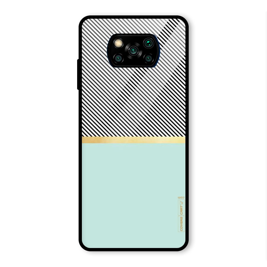 Pastel Green Base Stripes Glass Back Case for Poco X3 Pro