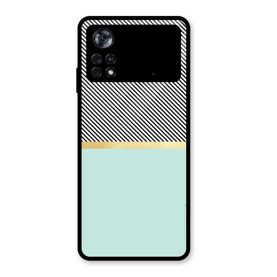 Pastel Green Base Stripes Glass Back Case for Poco X4 Pro 5G