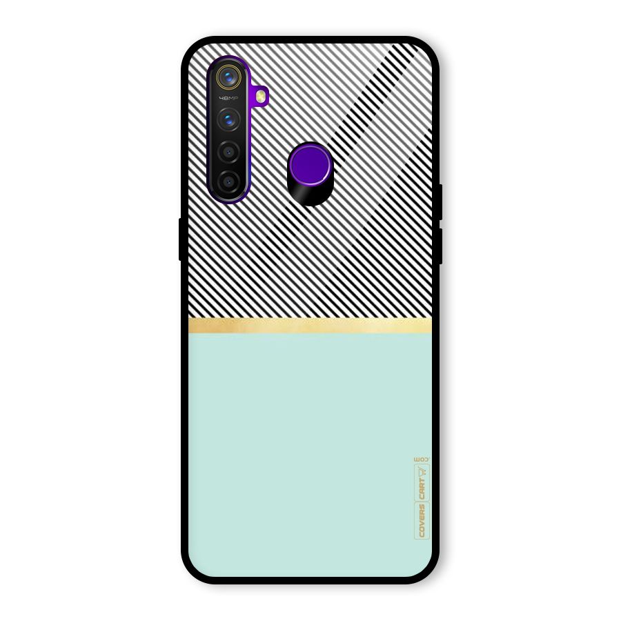 Pastel Green Base Stripes Glass Back Case for Realme 5 Pro