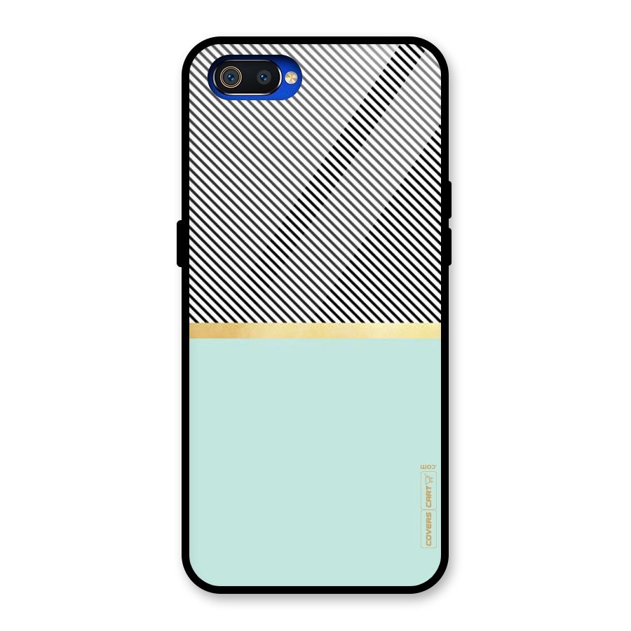 Pastel Green Base Stripes Glass Back Case for Realme C2