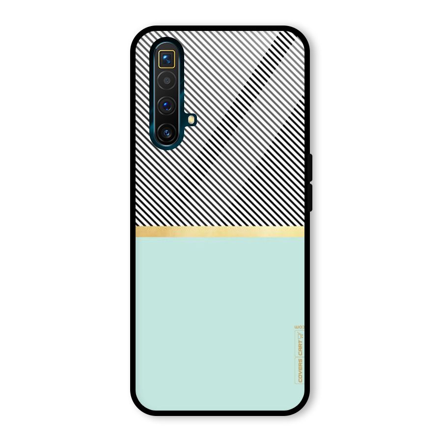 Pastel Green Base Stripes Glass Back Case for Realme X3