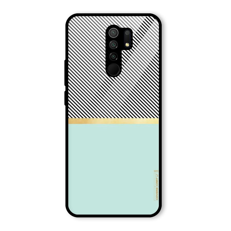 Pastel Green Base Stripes Glass Back Case for Redmi 9 Prime