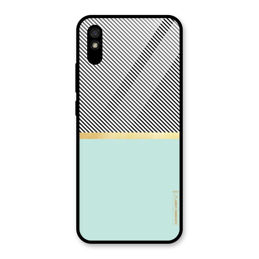 Pastel Green Base Stripes Glass Back Case for Redmi 9i
