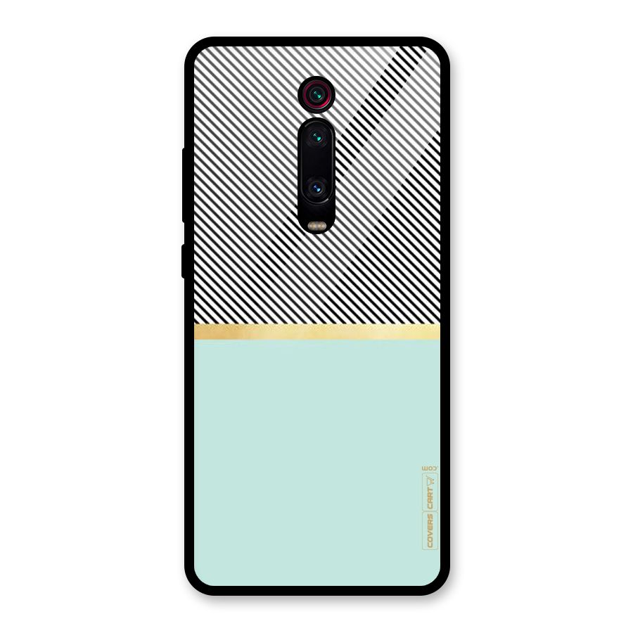 Pastel Green Base Stripes Glass Back Case for Redmi K20 Pro