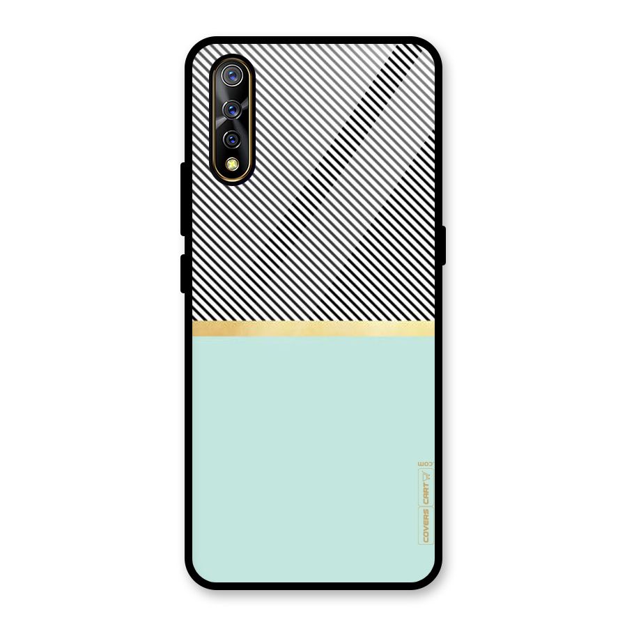 Pastel Green Base Stripes Glass Back Case for Vivo S1