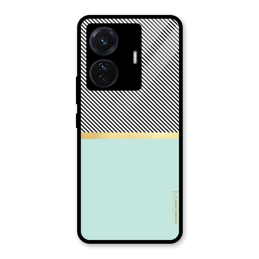 Pastel Green Base Stripes Glass Back Case for Vivo T1 Pro