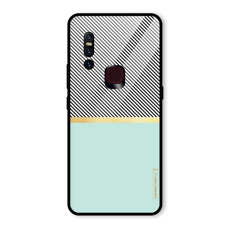 Pastel Green Base Stripes Glass Back Case for Vivo V15