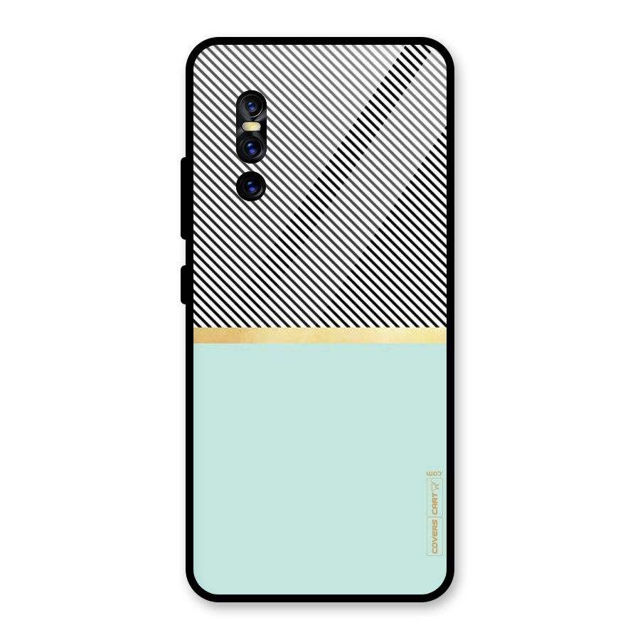 Pastel Green Base Stripes Glass Back Case for Vivo V15 Pro