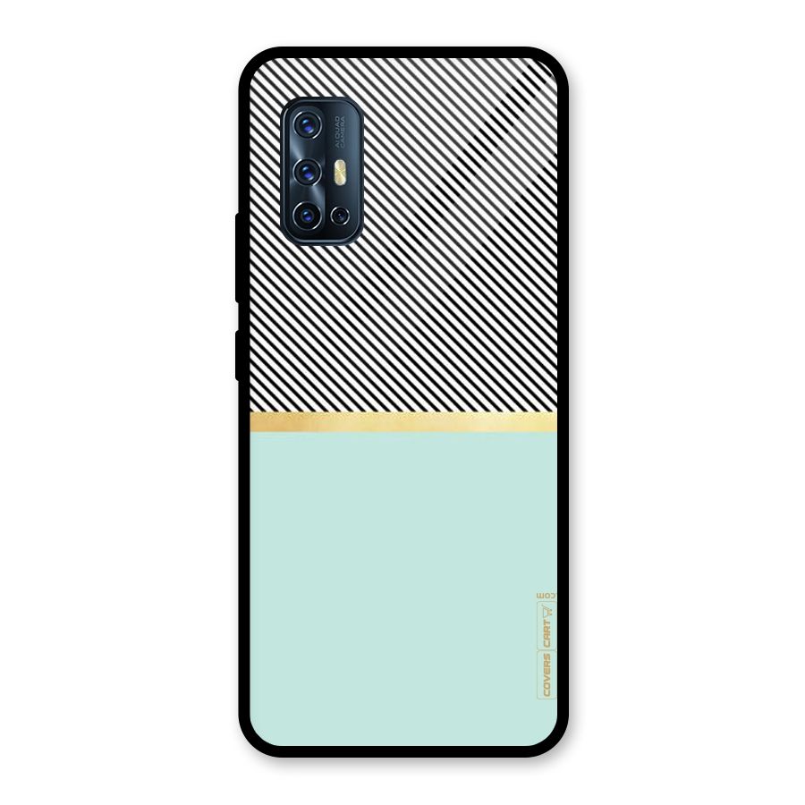 Pastel Green Base Stripes Glass Back Case for Vivo V17