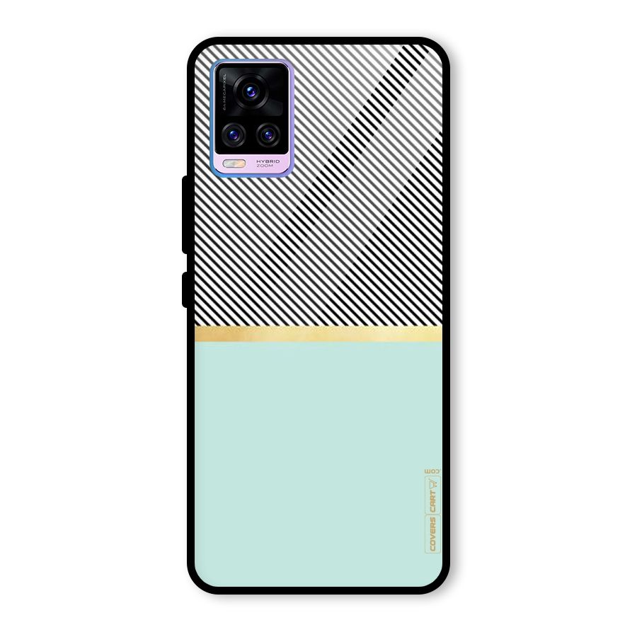 Pastel Green Base Stripes Glass Back Case for Vivo V20 Pro