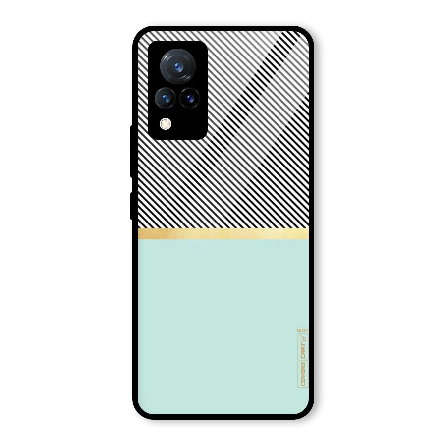 Pastel Green Base Stripes Glass Back Case for Vivo V21 5G