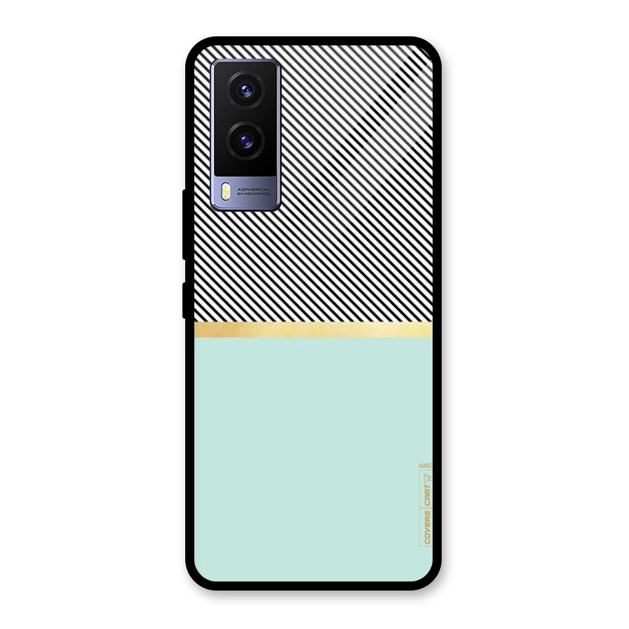 Pastel Green Base Stripes Glass Back Case for Vivo V21e 5G