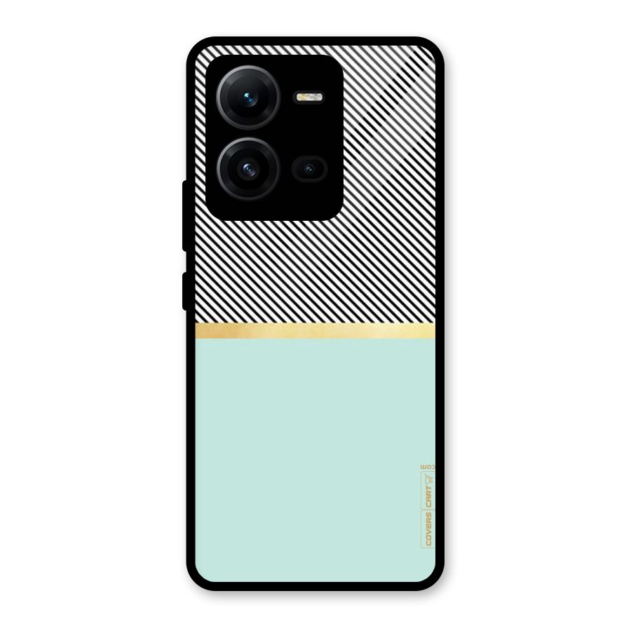 Pastel Green Base Stripes Glass Back Case for Vivo V25