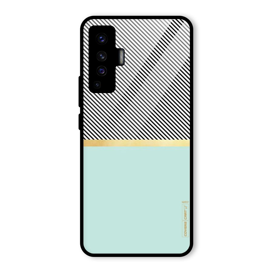 Pastel Green Base Stripes Glass Back Case for Vivo X50