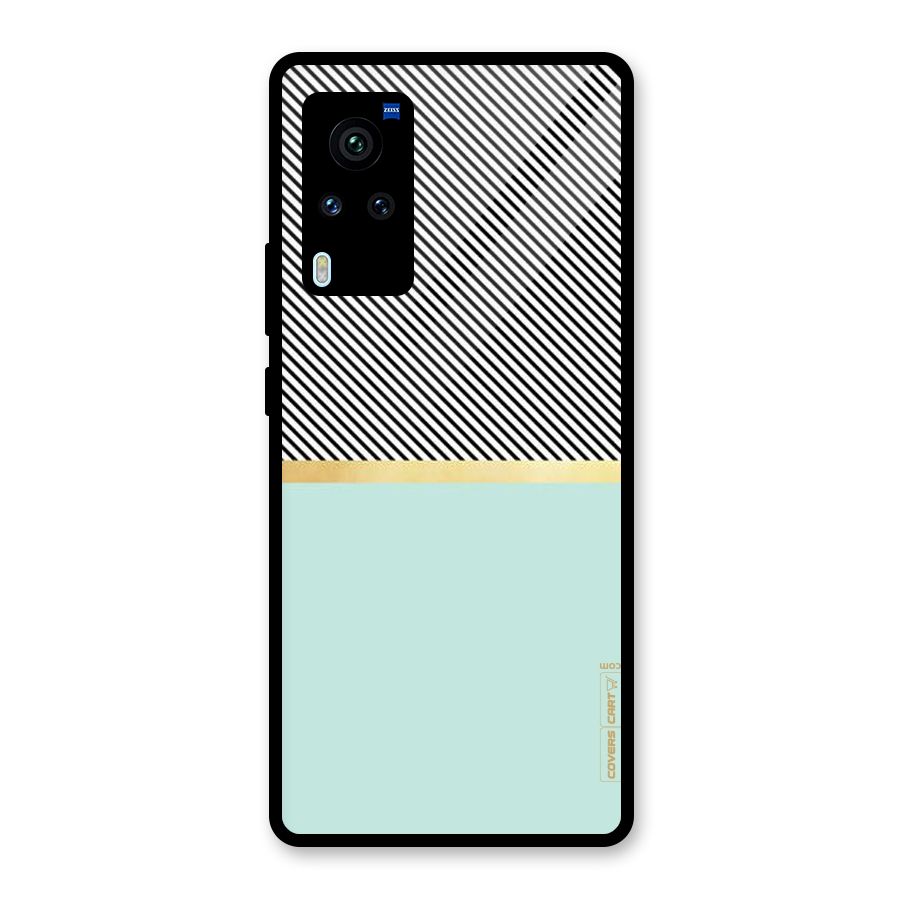 Pastel Green Base Stripes Glass Back Case for Vivo X60 Pro