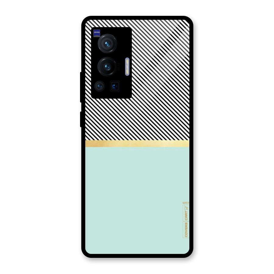 Pastel Green Base Stripes Glass Back Case for Vivo X70 Pro