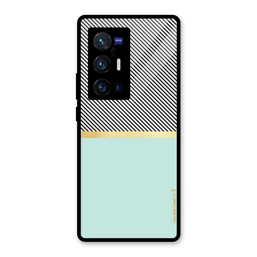 Pastel Green Base Stripes Glass Back Case for Vivo X70 Pro Plus