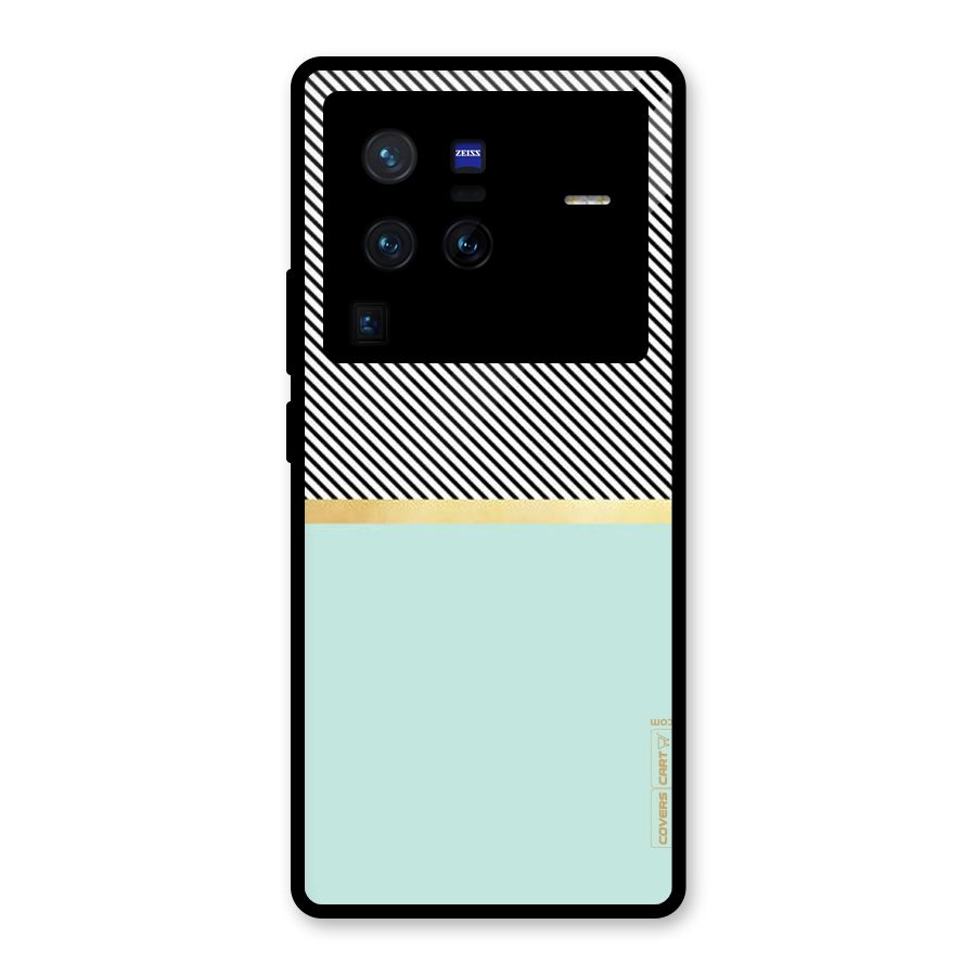 Pastel Green Base Stripes Glass Back Case for Vivo X80 Pro