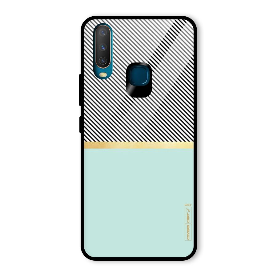 Pastel Green Base Stripes Glass Back Case for Vivo Y17