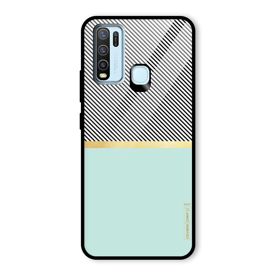 Pastel Green Base Stripes Glass Back Case for Vivo Y30