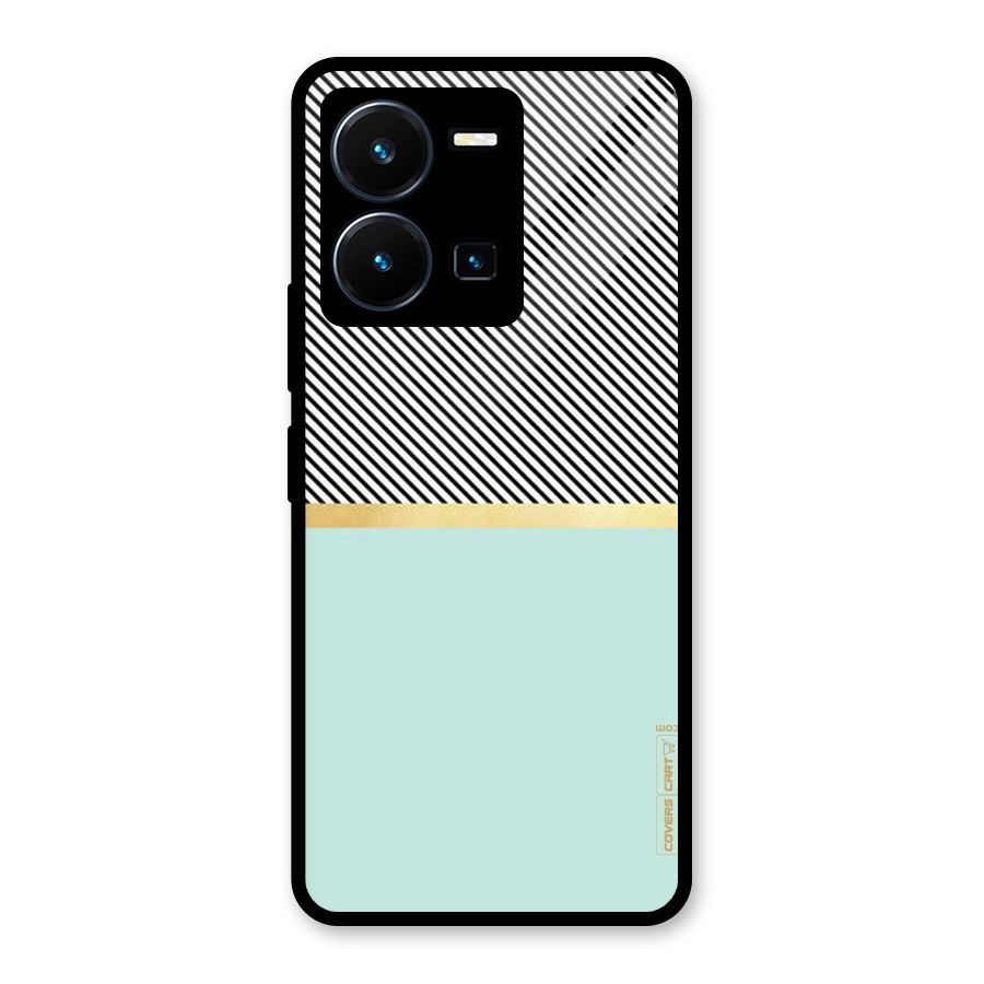Pastel Green Base Stripes Glass Back Case for Vivo Y35