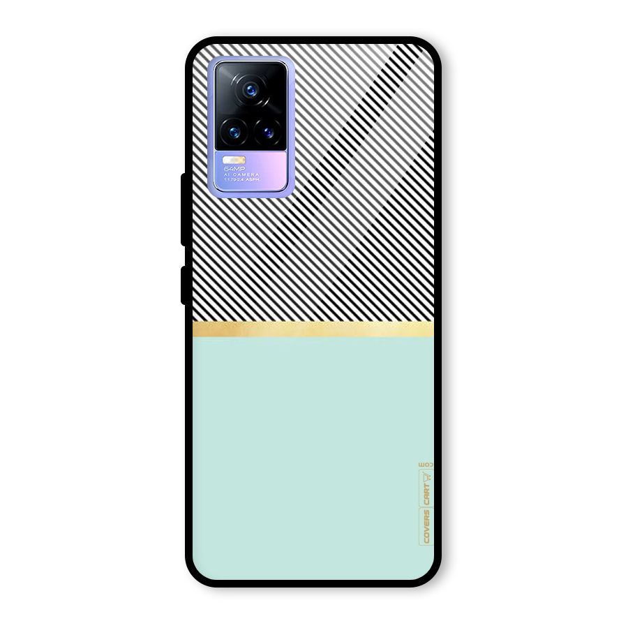 Pastel Green Base Stripes Glass Back Case for Vivo Y73
