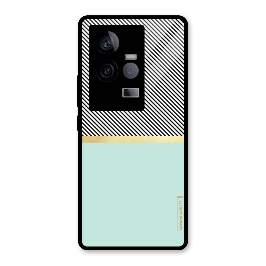 Pastel Green Base Stripes Glass Back Case for Vivo iQOO 11 5G