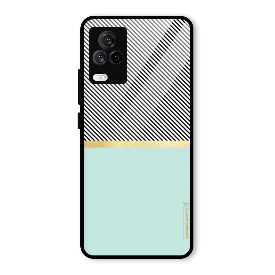 Pastel Green Base Stripes Glass Back Case for Vivo iQOO 7 Legend 5G