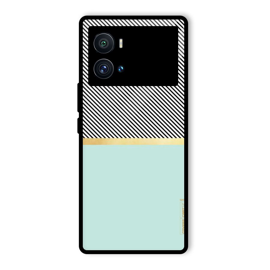 Pastel Green Base Stripes Glass Back Case for Vivo iQOO 9 Pro