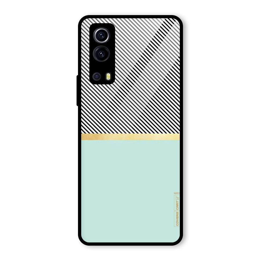 Pastel Green Base Stripes Glass Back Case for Vivo iQOO Z3