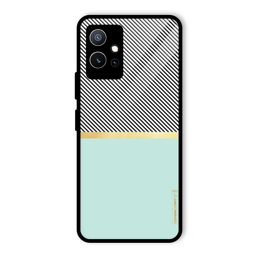 Pastel Green Base Stripes Glass Back Case for Vivo iQOO Z6