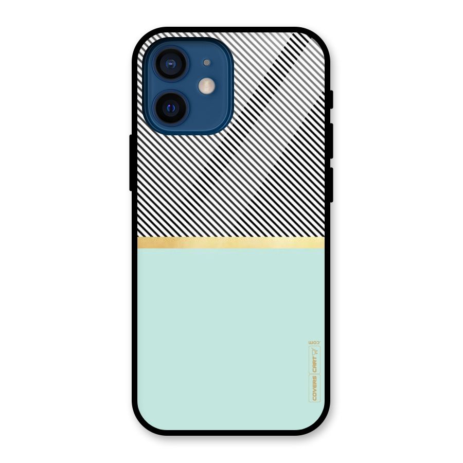 Pastel Green Base Stripes Glass Back Case for iPhone 12 Mini