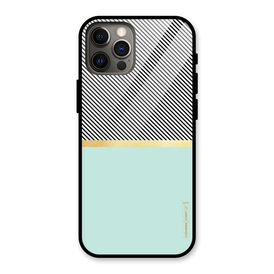Pastel Green Base Stripes Glass Back Case for iPhone 12 Pro