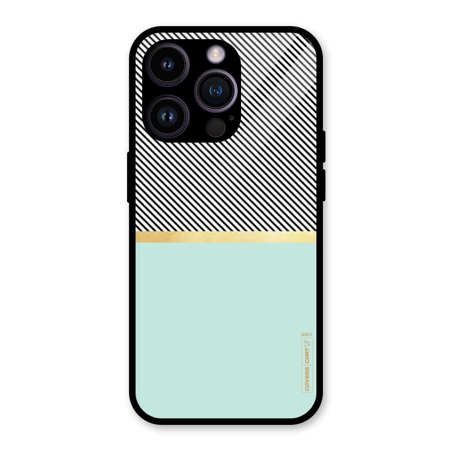 Pastel Green Base Stripes Glass Back Case for iPhone 14 Pro