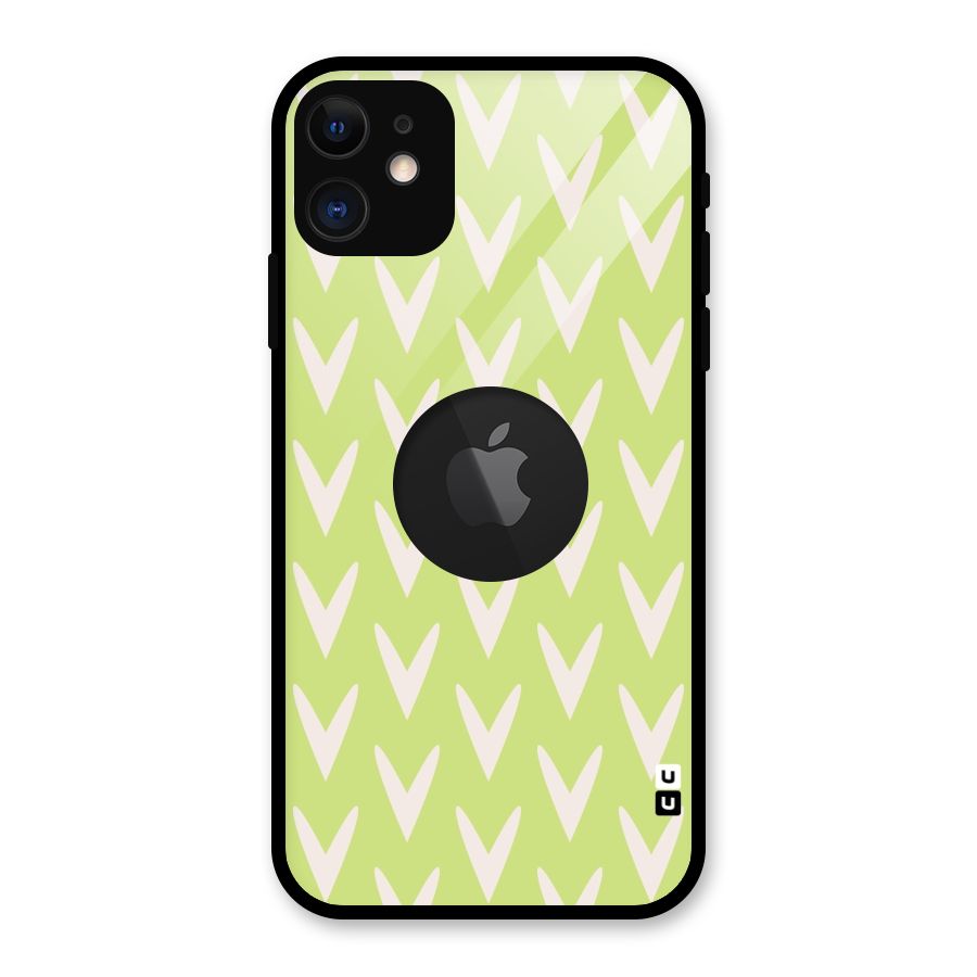 Pastel Green Grass Glass Back Case for iPhone 11 Logo Cut