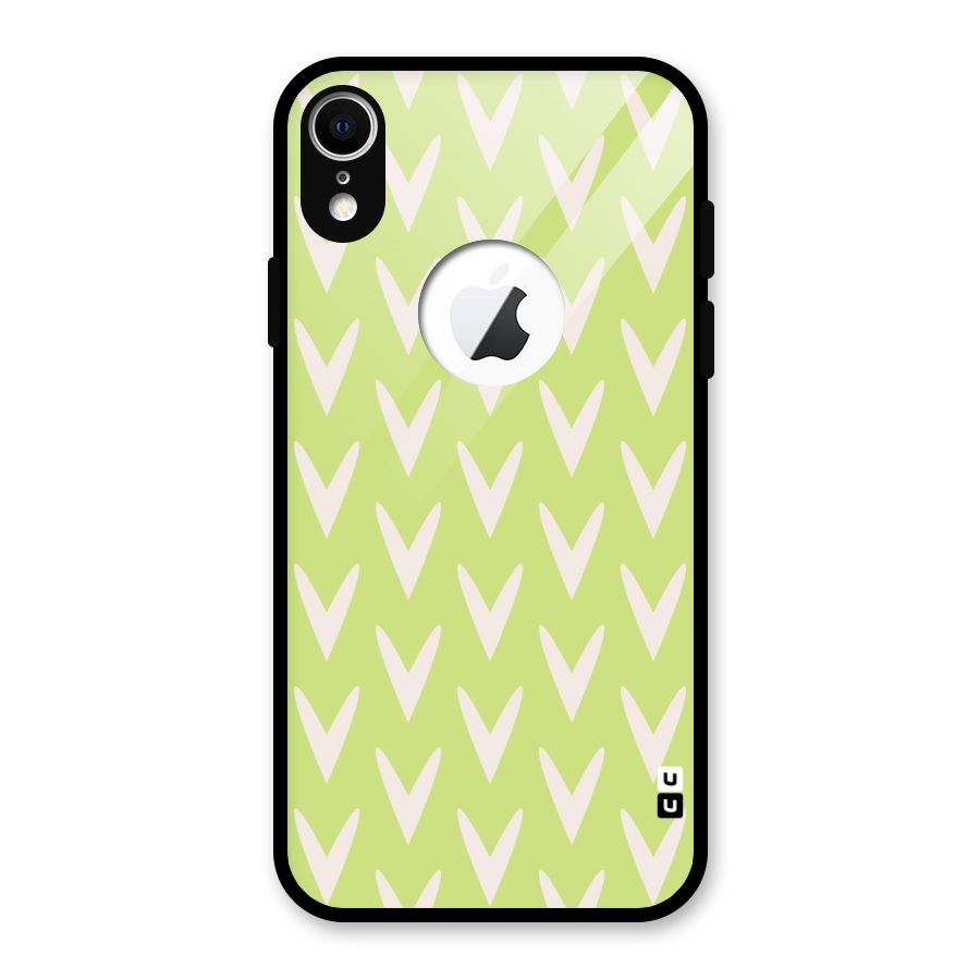 Pastel Green Grass Glass Back Case for iPhone XR Logo Cut