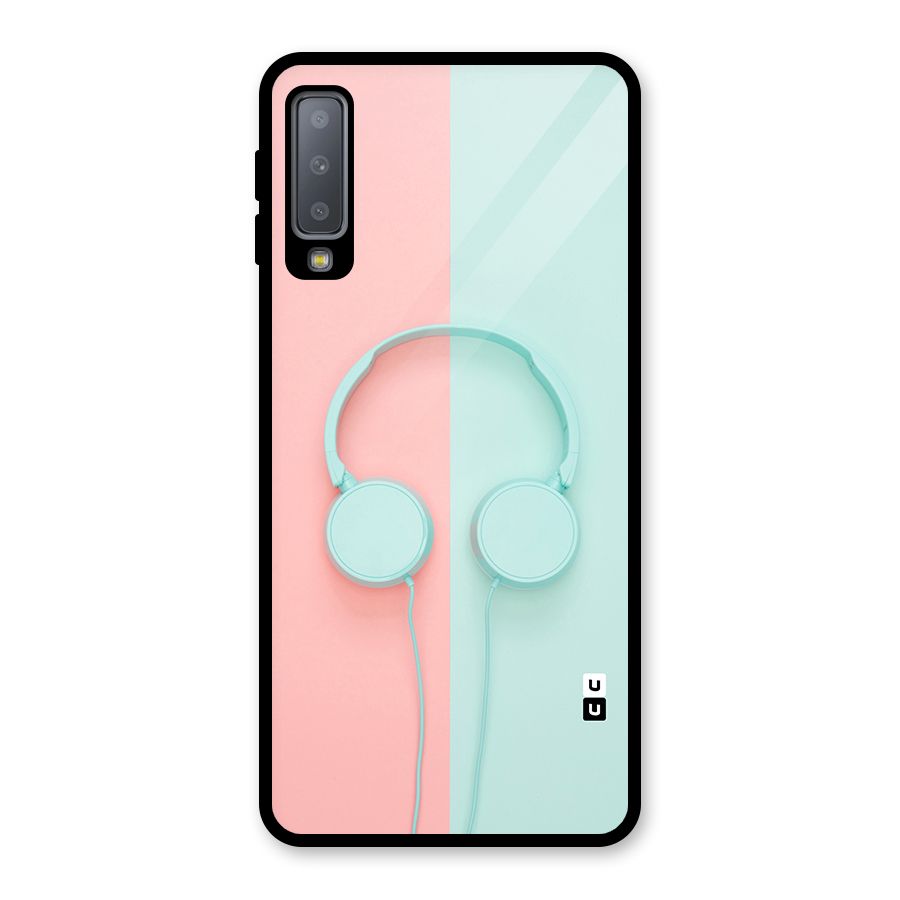 Pastel Headphones Glass Back Case for Galaxy A7 (2018)