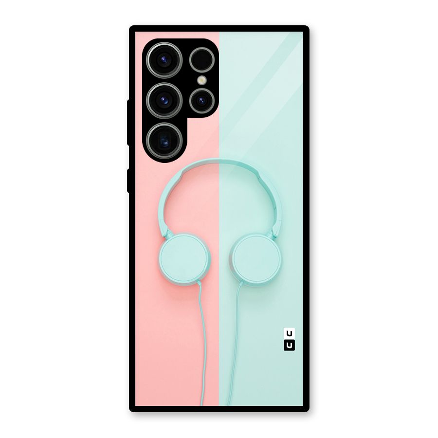Pastel Headphones Glass Back Case for Galaxy S23 Ultra