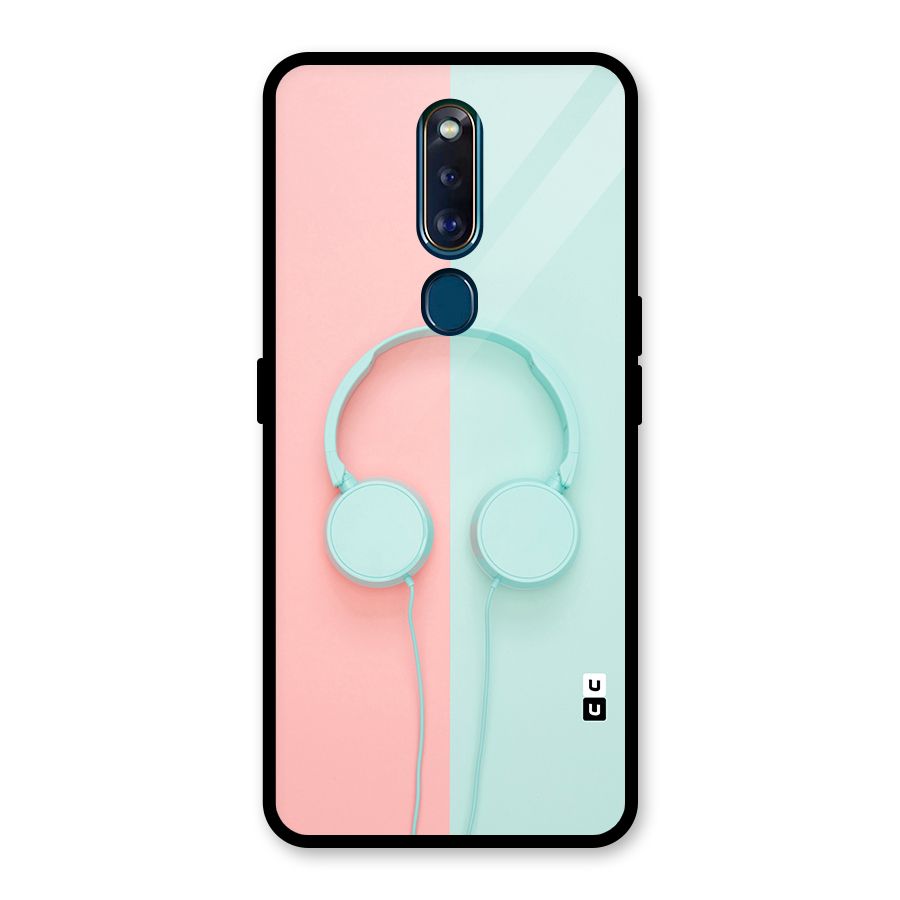 Pastel Headphones Glass Back Case for Oppo F11 Pro