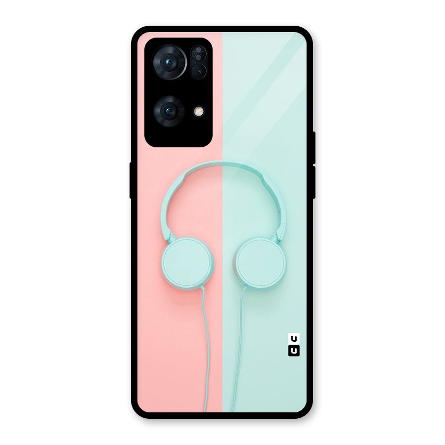 Pastel Headphones Glass Back Case for Oppo Reno7 Pro 5G