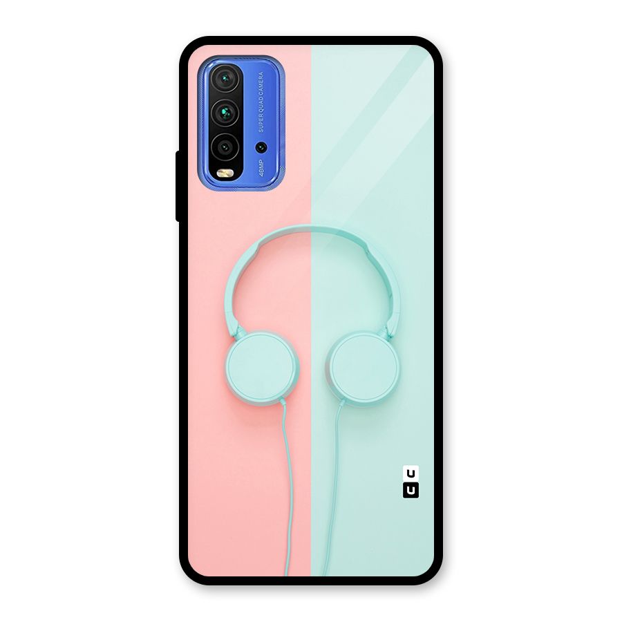 Pastel Headphones Glass Back Case for Redmi 9 Power