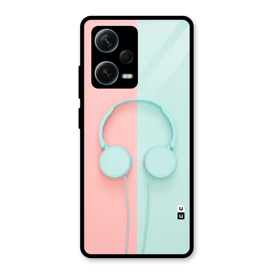 Pastel Headphones Glass Back Case for Redmi Note 12 Pro Plus 5G