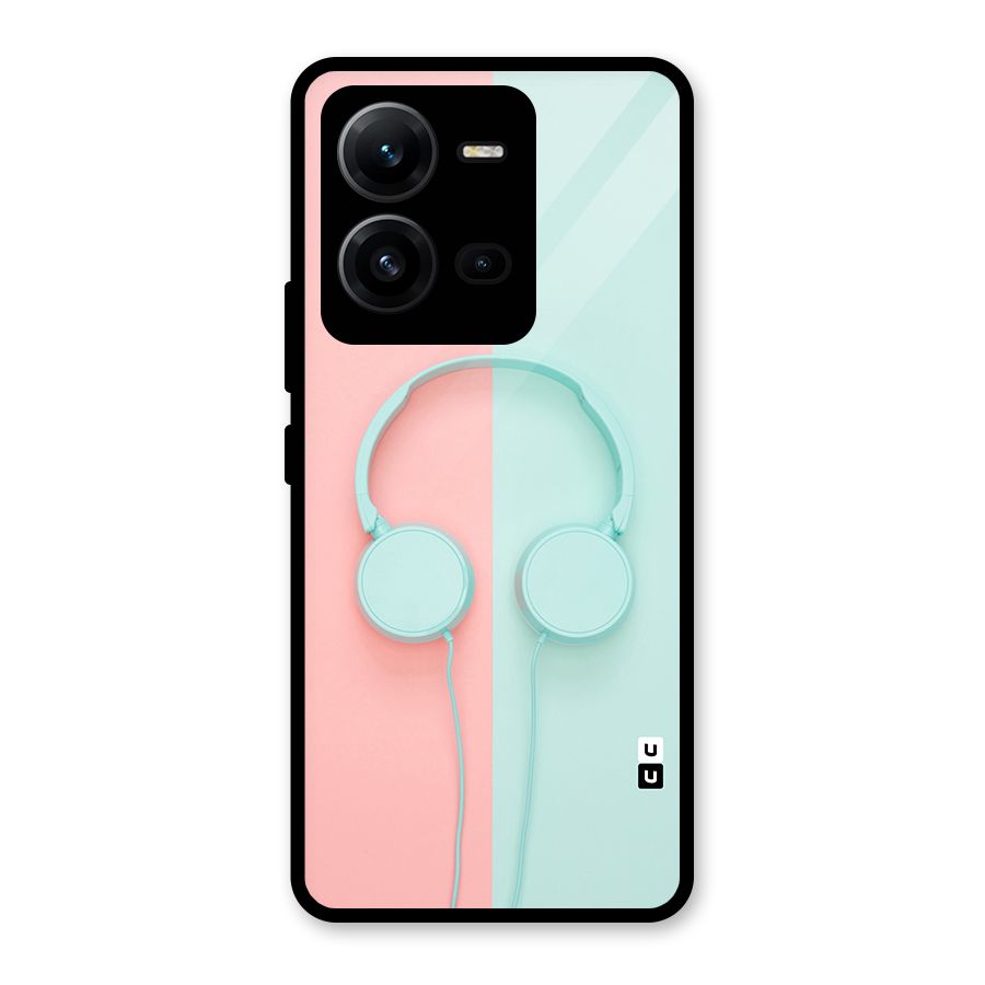 Pastel Headphones Glass Back Case for Vivo V25