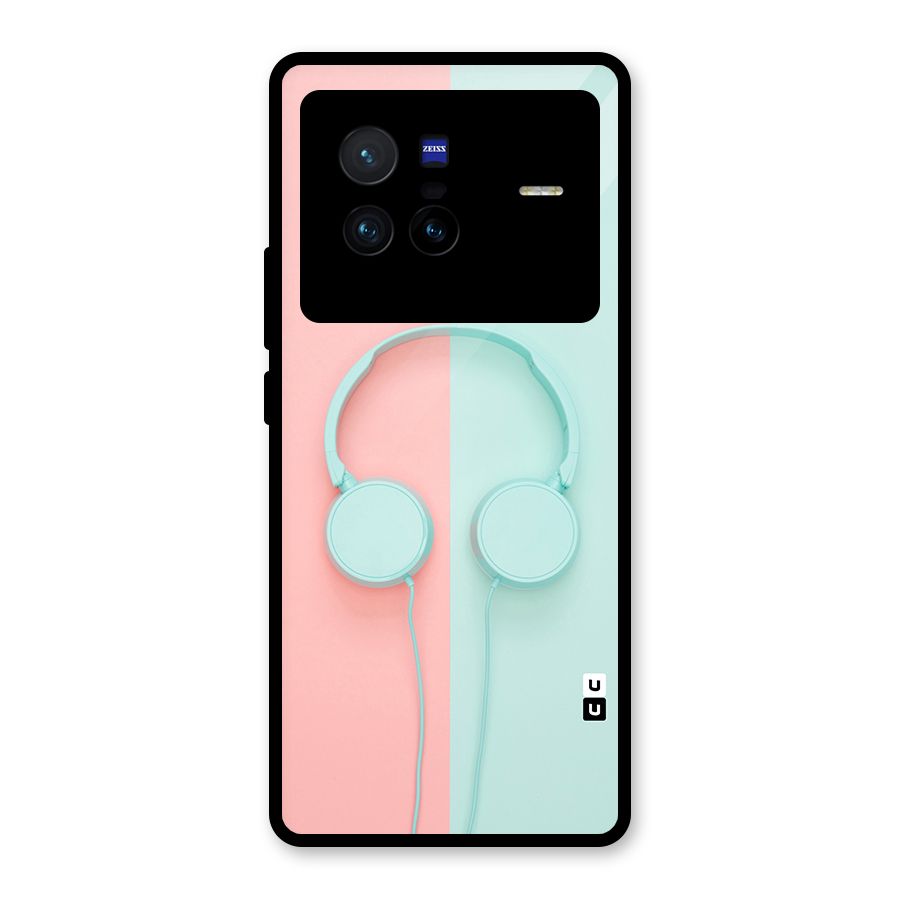 Pastel Headphones Glass Back Case for Vivo X80