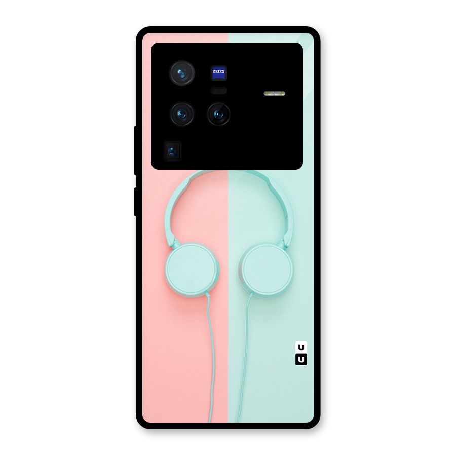 Pastel Headphones Glass Back Case for Vivo X80 Pro