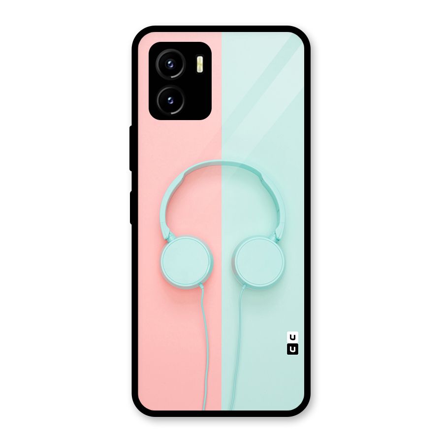 Pastel Headphones Glass Back Case for Vivo Y15s