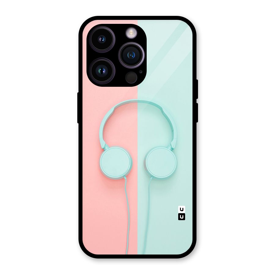 Pastel Headphones Glass Back Case for iPhone 14 Pro
