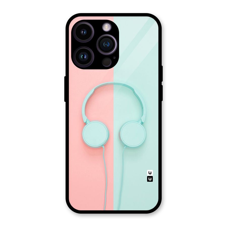 Pastel Headphones Glass Back Case for iPhone 14 Pro Max
