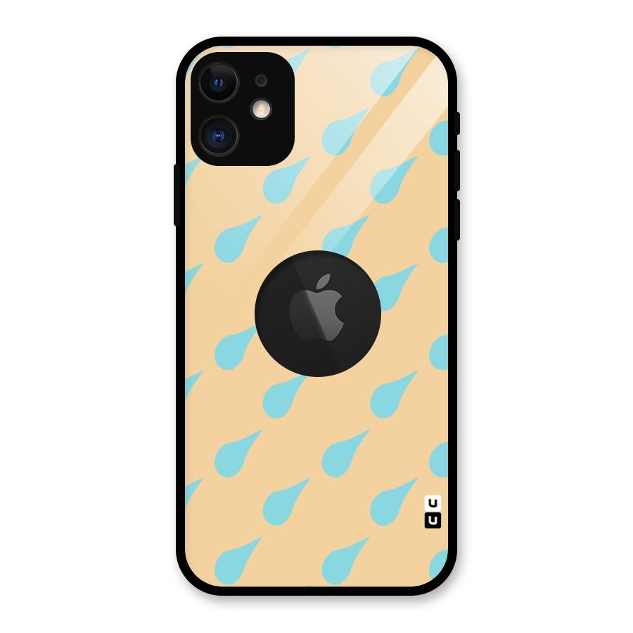 Pastel Orange Drops Glass Back Case for iPhone 11 Logo Cut